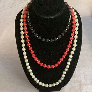 3 Satin Beaded necklaces